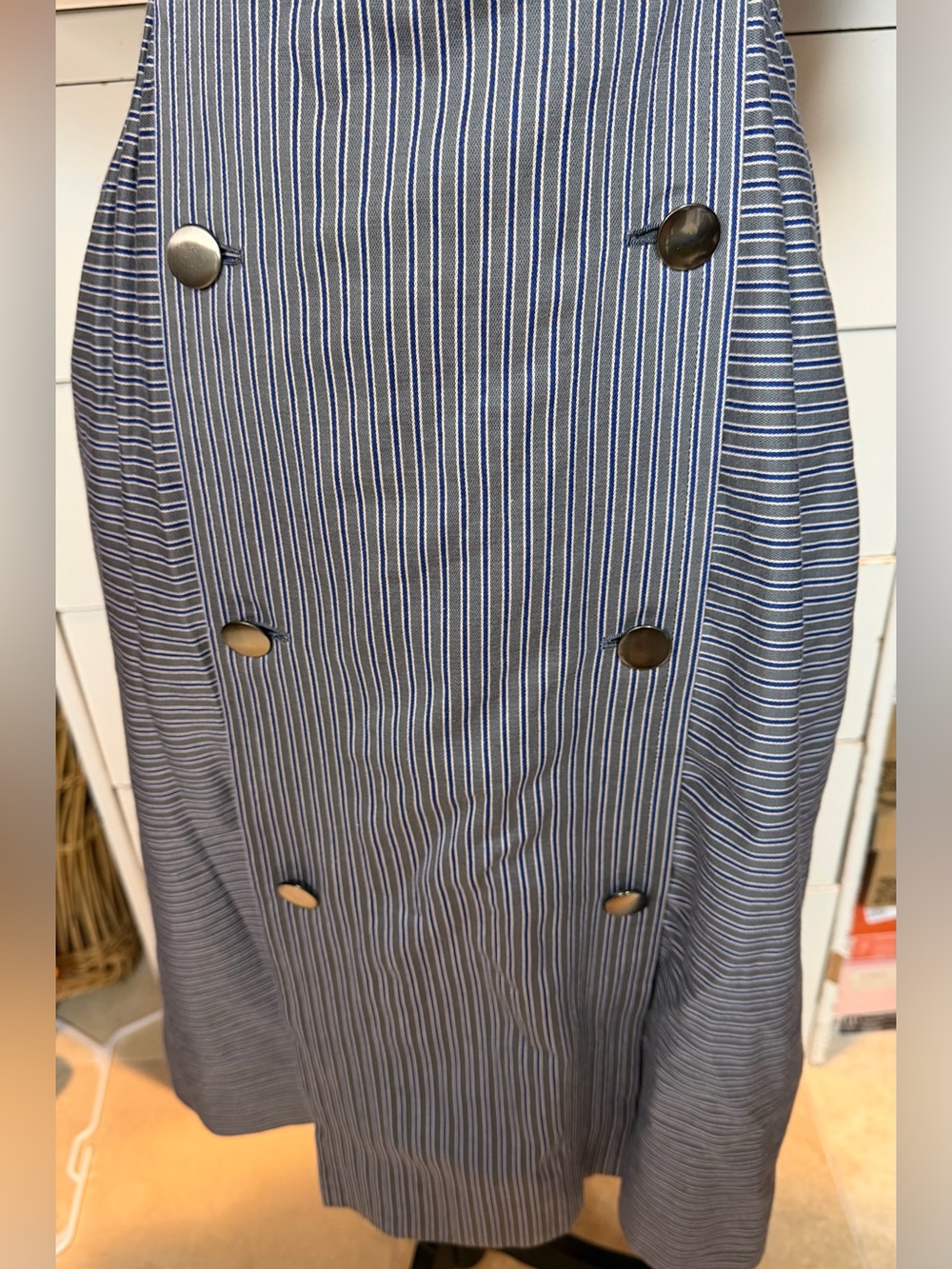 Christian Dior 1980’s Cotton Pinstripe Dress Size 9 - Picture 7 of 17